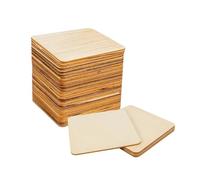 100 piezas de madera sin acabar, cuadrados de madera natural en blanco, azulejos cuadrados de madera para manualidades, pintura, posavasos, grabado, palos de madera (60 mm)