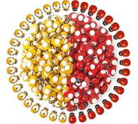 100 piezas de mariquitas y 100 unidades de abeja mini decoración - Mariquita de madera abeja adornos - Accesorios de manualidades amuleto de la suerte para DIY Baby Shower Disfraz Artesanía Colgante