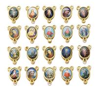 100 piezas de medalla milagrosa dorada con diseño de Nuestra Señora, rosario floral, centro de mesa, cruz de Jesús, Virgen María, Dijes de crucifijo de aleación católica para hacer joyas de bricolaje,