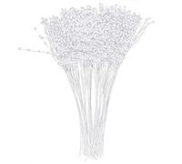 100 Piezas de Palitos de Perlas Plateadas, Tallos de Perlas de Abs, Hilo de Perlas de 25 Cm para Ramo de Novia, Decoración de Mesa para Fiestas de Boda, Guirnalda (Blanca)