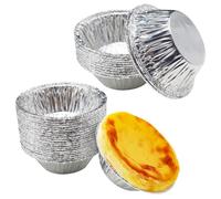 100 piezas de papel de aluminio para tartas, bandeja para hornear pasteles picados, bandejas de papel de aluminio premium para tartas de huevo, pasteles, horneado de pasteles pequeños (desechables)
