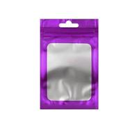 100 piezas de papel de Mylar negro mate con cierre de cremallera, bolsa con orificio para colgar, bolsas de embalaje de almacenamiento de alimentos con muesca de desgarro reutilizables-púrpura-10x18cm