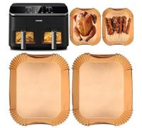 100 piezas de papel para hornear aire Fryer COSORI 8.5L, accesorios Air Frye para COSORI CAF-R901-AEN 2 compartimentos, forro desechable papel accesorios para COSORI Air Fryer
