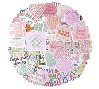 100 piezas de pegatinas pastel danesas coloridas y bonitas estéticas para botellas de agua, inspiradoras estéticas, paquete de pegatinas astéticas