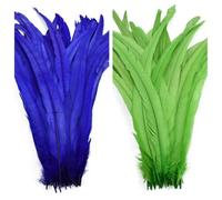 100 piezas de plumas de gallo de colores de 25 a 45 cm, accesorios de ropa, manualidades, decoración de joyas para el hogar, boda, color azul, EN8-200 unidades, 30-35 cm