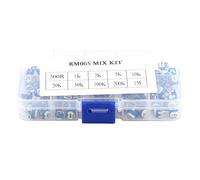 100 piezas de resistencia variable surtida, kit de trimpots y potenciómetros ajustables, 10 valores de 500 ohmios a 1 MΩ, reóstato de película horizontal, con caja de
