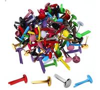 100 piezas de sujetadores de papel de colores surtidos, sujetadores de latón redondos, mini clavos de metal pastel para niños, manualidades, proyectos escolares, decoración de papel, álbumes de