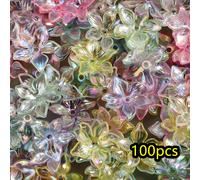 100 piezas de tapas de cuentas de flores brillantes y ligeras de 22 mm en colores transparentes surtidos, perfectas para hacer joyas, incluyendo pulseras y collares
