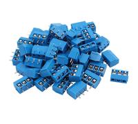 100 piezas de Terminal de conector de ABS azul KF301-3P 5.08mm de 3 Pin Conector de terminal de tornillo