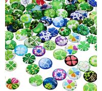 100 piezas de trébol de la suerte trébol amuleto de la suerte Año Nuevo, cabujón piedras mugggelsteine pequeños regalos, mini amuleto de la suerte, decoración de trébol de cuatro hojas, piedras de la