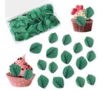 100 Piezas Decoraciones Tartas,Comestibles Hojas de Comestible,Decoración para Tarta de Hojas Tropical,Obleas Comestibles de Papel de Arroz,Para Bodas TemáTicas,Verano De Selva Hawaiana (Verde)