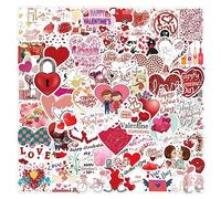 100 Piezas Día De Los Enamorados Pegatinas para Niños y Niñas,Adolescentes,Portátiles,Maleta,Bicicletas,Monopatín,Guitarra,Casco,Equipaje,Coche,Valentine's day Impermeable Vinilo Pegatinas Decorativas
