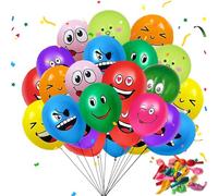 100 Piezas Globos Emociones, 12 Pulgadas Globos de Látex de Colores, Globo Sonrisa, Globo de Látex de Serie Emoción, Glob-o Lindo de Niños para Decoración Fiesta Cumpleaños Baby Shower