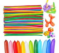 100 Piezas Globos Largos,Multicolores Largos Globos,Globos de Moldeables,Globos Mágicos, Globos de Látex Largos, DIY Largo Forma Globos para Animales,para La Boda Cumpleaños Suministros de Fiesta