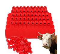 100 piezas grandes etiquetas de oreja de ganado en blanco etiquetas de oreja de identificación de animales de PE adecuadas para el manejo de granjas de ovejas, ganado vacuno, terneros y c rojo 100pcs