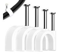 100 piezas grapas para cables redondo, sujeta cables, organizador cables mesa, clips de cable, clip para cables con clavo, para organizar cables domésticos.(blancas,4mm, 6mm,8mm,10mm)