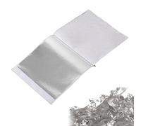 100 Piezas Hoja de Plata, Hojas de Plata de Imitación, 14 x 14 cm Pan de Plata Imitación, Pan De Plata Manualidades, para Pintura, Dorado, Decoración, Muebles, Uñas (Plata, Estilo C)