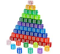 100 Piezas Juego de Dados 6 Caras de Colores,Dados AcríLicos de 12 MM para Juegos,Dado de Colores con Esquinas Redondas,Dado para Juegos de Mesa,10 Colore