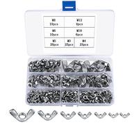 100 Piezas Kit Surtido de Tuercas de Mariposa, Tuercas de Alas de Acero Inoxidable Mariposa Alas para Herramientas de Bricolaje, Dispositivos Electrónicos Hardware, M3/M4/M5/M6/M8/M10/M12