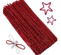 100 Piezas Limpiapipas,Limpia Pipas para Manualidades,30cm x 6mm,Rojo