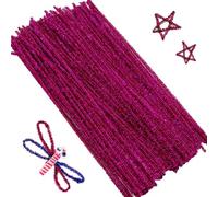 100 Piezas Limpiapipas,Limpia Pipas para Manualidades,30cm x 6mm,Rojo Rosa