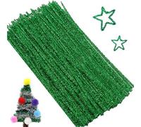 100 Piezas Limpiapipas,Limpia Pipas para Manualidades,Limpiapipas Manualidades,Limpia Pipas,Alambre de Chenilla Colores,para Manualidades y Decoraciones DIY,30cm x 6mm,Verde