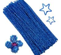 100 Piezas Limpiapipas,Limpia Pipas para Manualidades,Limpiapipas Manualidades,Limpia Pipas,Alambre de Chenilla Colores,para Manualidades y Decoraciones DIY,30cm x 6mm,Azul