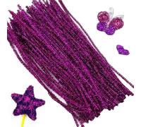 100 Piezas Limpiapipas,Limpia Pipas para Manualidades,Limpiapipas Manualidades,Limpia Pipas,Alambre de Chenilla Colores,para Manualidades y Decoraciones DIY,30cm x 6mm,Morado