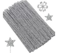 100 Piezas Limpiapipas,Limpia Pipas para Manualidades,Limpiapipas Manualidades,Limpia Pipas,Alambre de Chenilla Colores,para Manualidades y Decoraciones DIY,30cm x 6mm,Plateado