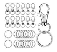 100 Piezas Llavero Ganchos, 50pcs Mosquetones con 50pcs Anillas Llaveros Aros, Plateado Giratoria Clave Cierres de Metal, Gancho Langosta Mosquetón Llaveros Broche para Correas Bricolaje Artesanías