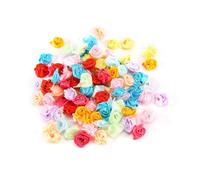 100 piezas/lote de mini apliques de flores de tela con cinta de satén rosa hechos a mano