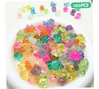 100 piezas luminosas de mini animales terrestres de resina a granel - pequeñas figuras de animales terrestres de plástico que brillan en la oscuridad para casa de muñecas, jardín de hadas, acuario, r