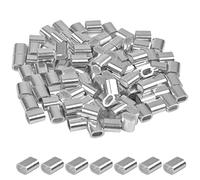 100 Piezas Mangas de Aluminio Oval, Clips Ovaladas de Aluminio, Abrazaderas Virolas Oval, Manguito de Bucle Casquillos de Aluminio para Cables Cuerda de Alambre (2 mm)