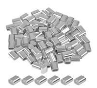 100 Piezas Mangas de Aluminio Oval, Clips Ovaladas de Aluminio, Abrazaderas Virolas Oval, Manguito de Bucle Casquillos de Aluminio para Cables Cuerda de Alambre (3 mm)