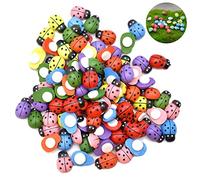 100 Piezas Mariquitas Pegatinas Mini Mariquita De Madera Mariquitas Decorativas Adhesivos Escarabajos Madera para Boda Paisaje Dollhouse Decoración Fiesta Suministros Scrapbooking Diy Artesanía