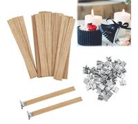 100 Piezas Mecha de Madera para Velas Mecha de Madera con Bases de Metal Sin Humo Cortable Mechas de Madera Velas Aromáticas Hechas a Mano Hacer Velas DIY