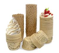 100 Piezas Moldes Magdalenas Papel, Vasos de Papel para Helado, Moldes Muffins Cupcakes Vasos, para Pudín Yogur Helado Yogur en Fiesta Cumpleaños Boda, 2 Estilos