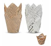 100 Piezas Moldes para Magdalenas, Tulipanes de Hornear Tazas, Forma de Tulipán a Prueba de Grasa, Adecuado para los Amantes los Pasteles Bricolaje, Utilizado para Hornear Pasteles Casa(Dos Colores)