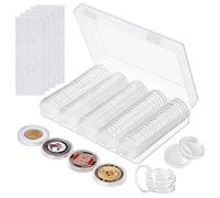 100 Piezas Monedas De Plástico Caja, Cápsulas de Moneda, Caja Clasificadora de Almacenamiento y Colección de Monedas con 100 Juntas de EVA para Suministros de Colección de Monedas(17/20/25/27/30 mm)