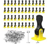 100 Piezas Niveladores de Azulejos Kit,2mm Cuñas Niveladoras Suelo, Tile Leveling System, Separadores de Nivelador de Azulejos, con 100 Piezas Agujas de Acero de Repuesto, para Suelos y Paredes