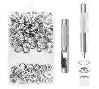 100 Piezas Ojales Metalicos, Ojales Para Lonas, Ojetes Metalicos 10mm, Herramienta de Montaje de Arandela Con Caja de Almacenamiento,Para Toldos Lona Cuero Cortinas Papel