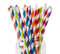 [100 Piezas] Pajitas Papel Para Fiestas de 10 Colores Surtidos, 6 Pajitas de Papel Para Beber de 210 mm Para Bodas, Jugos, Cócteles