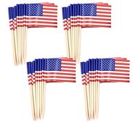 100 Piezas Palillos con Banderas de América,Banderas de Palillos de Dientes de América para fiestas, cócteles, accesorios para sándwiches, cupcakes, vajilla