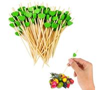100 Piezas Palos de Cóctel, Palillos de Dientes Cóctel, Palillos de Cóctel de Madera, para Cócteles, Pasteles Barbacoas, Fiesta y Boda Decoración (Verde)