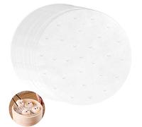 100 Piezas Papel de Forros para Freidora de Aire 20cm Papel de Hornear Redondo Perforado Papel de Pergamino de Aceite Antiadherente Papel de Aceite de Silicona para Vaporizador de Bambú Horno