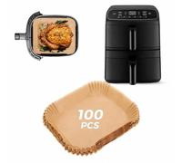 100 Piezas Papel Freidora Aire Accesorios Para Cosori Turbo Tower Compact Air Fryer 8,6L Doble Pila, 21x16cm Desechable Antiadherente Papel Horno Para Cocina Para Cosori Airfryer CAF-DC861-AEU