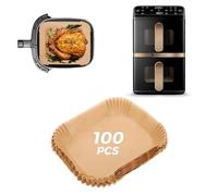 100 Piezas Papel Freidora Aire Accesorios para Philips Airfryer Serie 4000 Doble Cesta Vertical 10L, Papel Air Fryer para Cocina para Philips AirFryer NA460/00 Resistente al Aceite Papel Airfryer