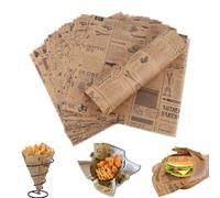 100 Piezas Papel Periódico Para Alimentos, Antigrasa, Gran Formato 38 X 28 Cm, Para Envolver Comida, Hamburguesa, Sándwich, Papas Fritas, Pizza, Carne
