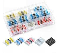 100 piezas para conectores termorretráctiles, terminales de sellado de soldadura de cobre estañado con caja, impermeables para reparación de cables automotrices marinos