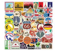 100 Piezas Pegatinas Aesthetic, Graffiti Pegatinas, mapa de viaje pegatina, Pegatins impermeables, para álbumes de decoupage, cuadernos de viaje, Motocicleta, Guitarra de Sticker de Moda